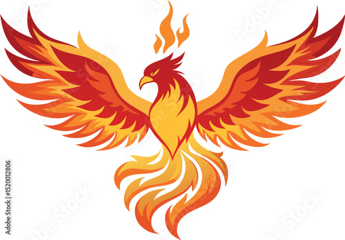phoenix bird in flames isolated on white background eps