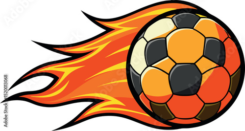 soccer flying in flames isolated on white backgrou.eps