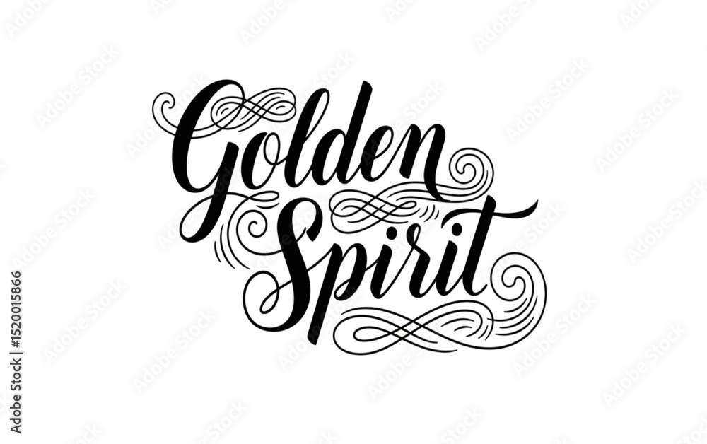 Golden Spirit Calligraphic Text Design | Elegant Swirls and Flourishes for Branding, Logos, and T-Shirt Designs Golden Spirit Calligraphic Text Design | Elegant Swirls and Flourishes for Branding, Logos, and T-Shirt Designs