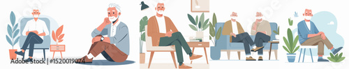 vector of a grandfather sitting relaxing