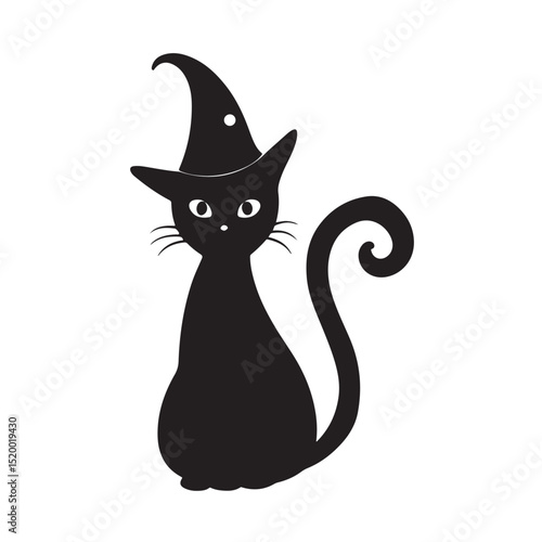 Wallpaper Mural Cute Black Cat in Witch Hat with Curly Tail Torontodigital.ca