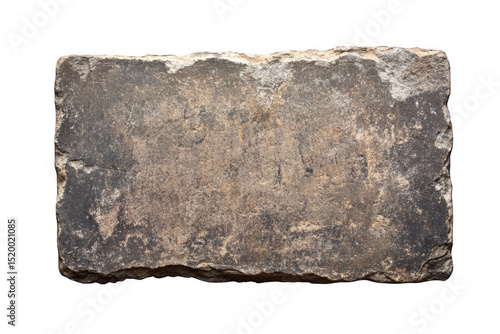 Rough textured stone slab isolated on transparent background