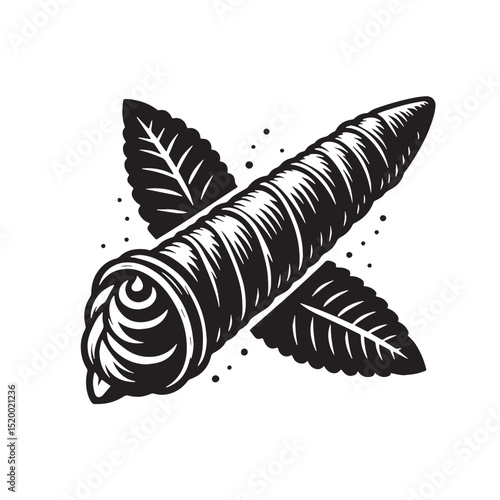 Black Cannoli Silhouette Vector, High Quality Illustration on White Background