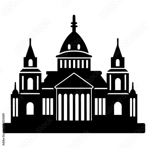 Wallpaper Mural Silhouette of a grand building with a dome and spires, isolated on white background Torontodigital.ca