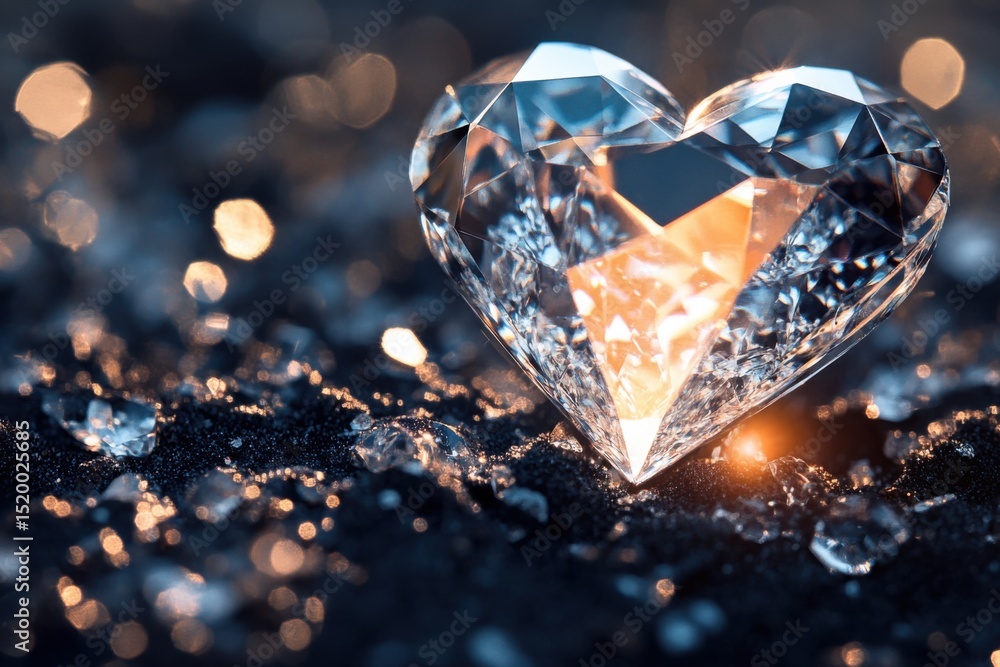 Fototapeta premium Heart-Shaped Crystal Diamond
