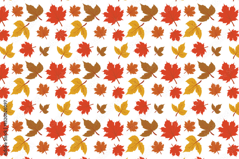 Seamless Autumn Leaves Pattern with Fall Colors Seamless Autumn Leaves Pattern with Fall Colors