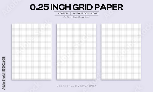 0.25 Inch Grid Paper – Printable Graph Paper PDF | A4 Size Digital Download for Math, Drawing, Design