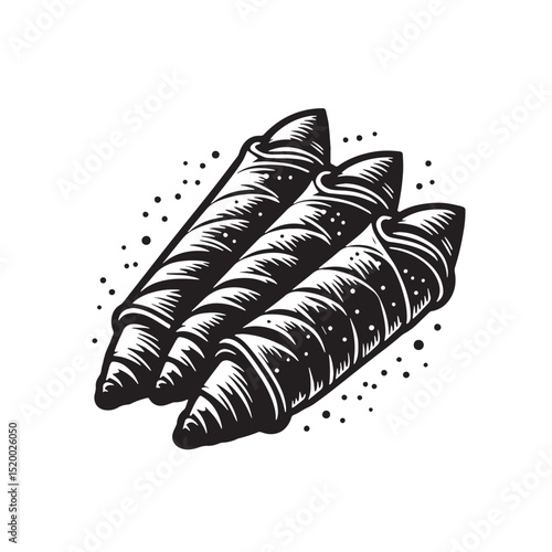 Black Cannoli Silhouette Vector, High Quality Illustration on White Background