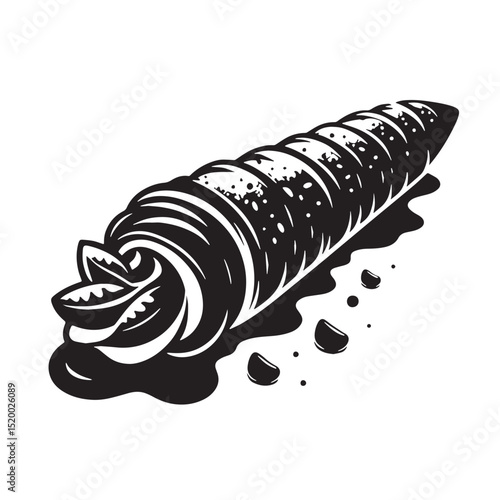 Black Cannoli Silhouette Vector, High Quality Illustration on White Background