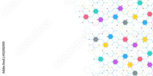 Graphic design element with abstract geometric background of simple hexagon pattern