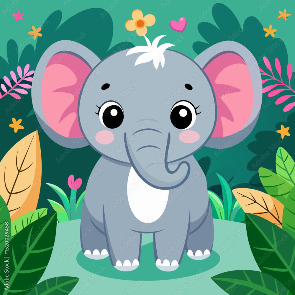 Fototapeta premium baby elephant cartoon