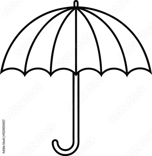 Umbrella Outline Icon  Minimalist Black Line Art Illustration for Weather Protection