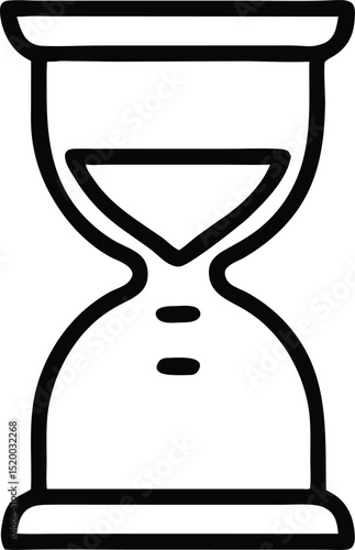 Minimalist black and white hourglass icon representing time and measurement