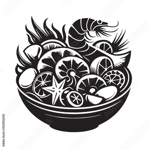 Black Ceviche Silhouette Vector, High Quality Illustration on White Background