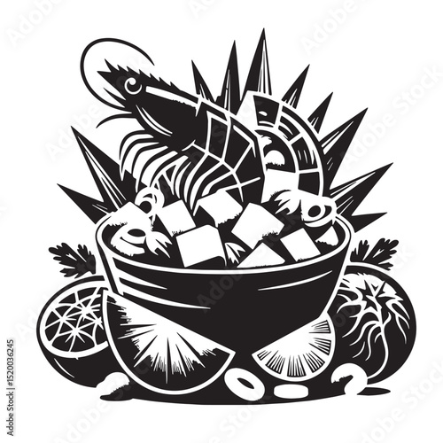 Black Ceviche Silhouette Vector, High Quality Illustration on White Background