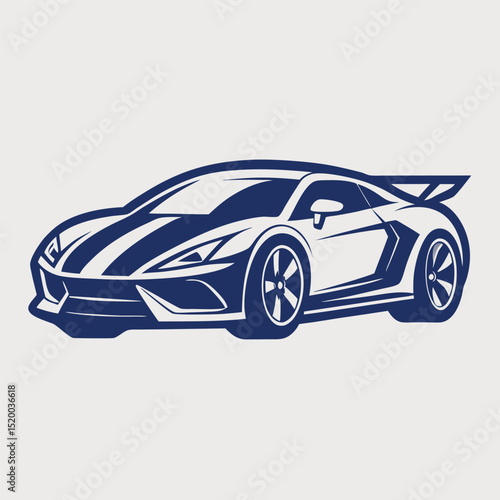 Sport Car Silhouette Logo – Flat Cartoon Vector Icon of Vehicle Transportation Concept
