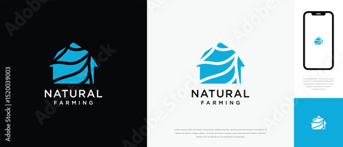 Nature tree farm house logo design. Nature leaf farm logo template. Farming and ranch logo symbol icon	