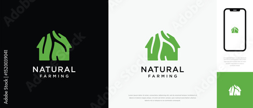 Nature tree farm house logo design. Nature leaf farm logo template. Farming and ranch logo symbol icon	