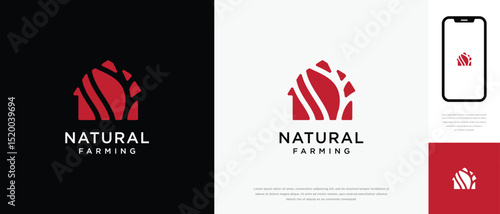 Nature tree farm house logo design. Nature leaf farm logo template. Farming and ranch logo symbol icon	
