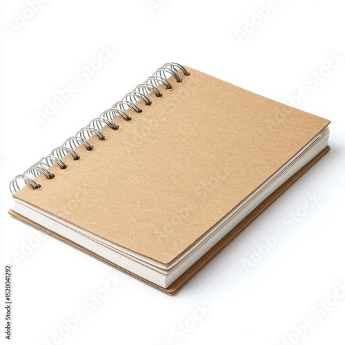 Brown spiral notebook isolated on white background
