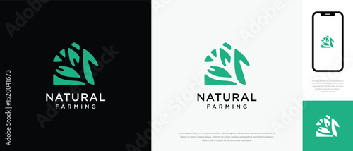Nature tree farm house logo design. Nature leaf farm logo template. Farming and ranch logo symbol icon	