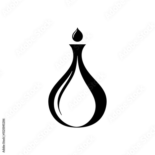Sleek drop-shaped perfume bottle icon with a minimalist fluid design.


