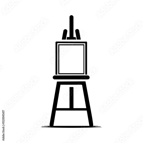 Minimalist vector of an artist’s easel with a blank canvas for creative themes.

