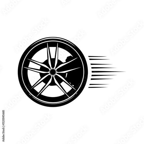 Vector illustration of a high-speed car wheel with motion lines. Ideal for automotive, racing, or transportation-related projects.




