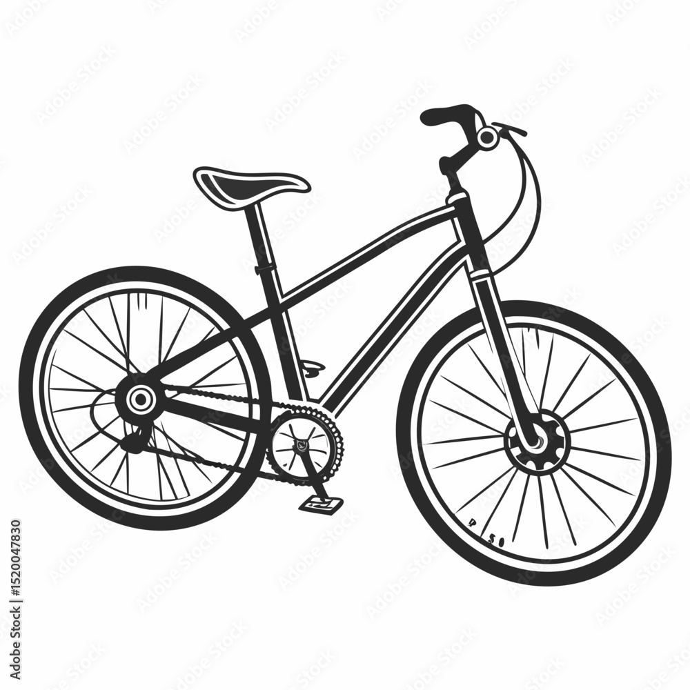 Fototapeta premium Classic bicycle design black and white illustration