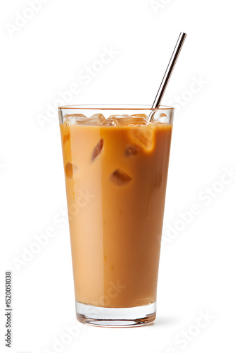 Wallpaper Mural Glass of Refreshing Iced Coffee with Straw Isolated on White Backdrop Torontodigital.ca