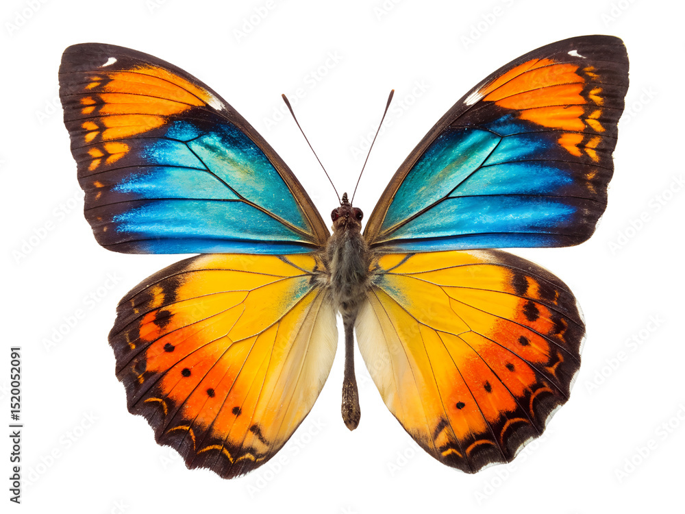Obraz premium Close-Up of a Colorful Butterfly Specimen Isolated on transparent background, Isolated Png file, Cut-out, Isolate Png, No Background, Isolated object