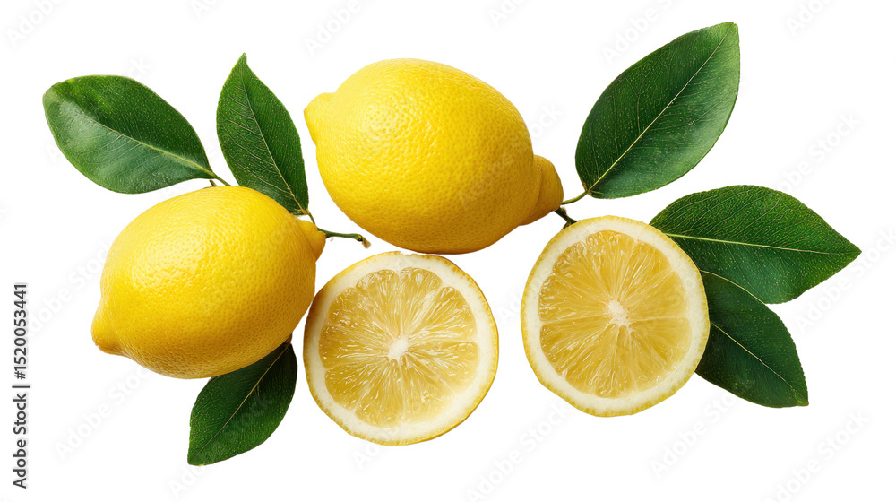 custom made wallpaper toronto digitalZesty Lemons on the Branch: A vibrant composition of fresh lemons, both whole and halved, showcased alongside lush green leaves on a natural branch, a celebration of citrusy goodness.