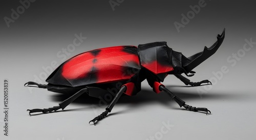 A Stunning Origami Stag Beetle: Red and Black Masterpiece of Paper Folding Art