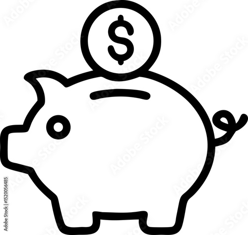 savings vector outline icon on white or transparent background	