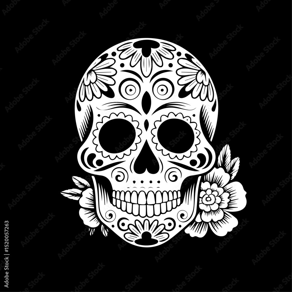 Obraz premium Tribal Style Sugar Skull Tattoo Vector Illustration
