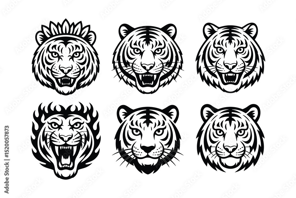 Obraz premium Tiger head logo collection vector