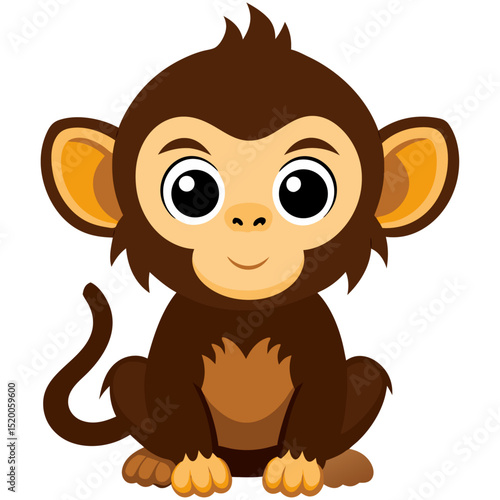 Adorable baby monkey cartoon with big ears
