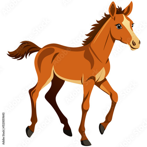 Young brown foal horse cartoon vector

