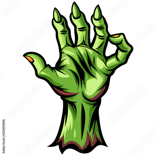Green zombie hand showing OK gesture
