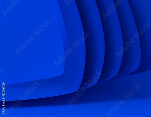 Abstract Blue Layered Curves Dynamic 3D Graphic Design