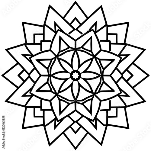 Pixel-Style Mandala Vector on White
