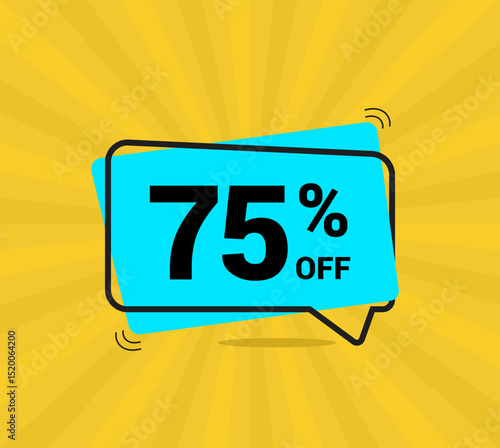 75% OFF sale, seventy five percent. Coupon of Discount Price. Discount promotion. Banner for One percent off offers. Yellow and blue Design. Vector illustration.