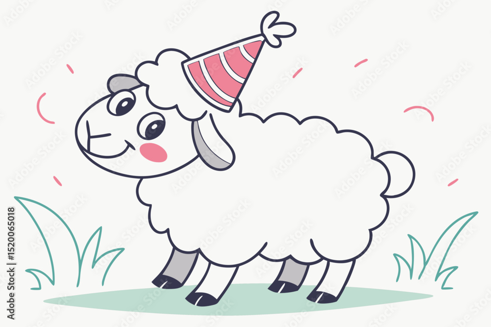 Obraz premium Happy Qurbani Goat Cartoon Vector