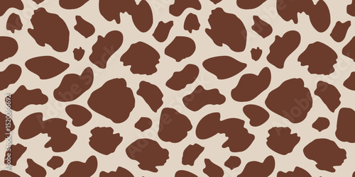 Quadro su tela Seamless cowhide pattern with rustic brown and cream spots, ideal for wallpapers, textiles, and countryside-inspired designs