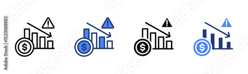 Economic Crisis icon sheet multiple style collection