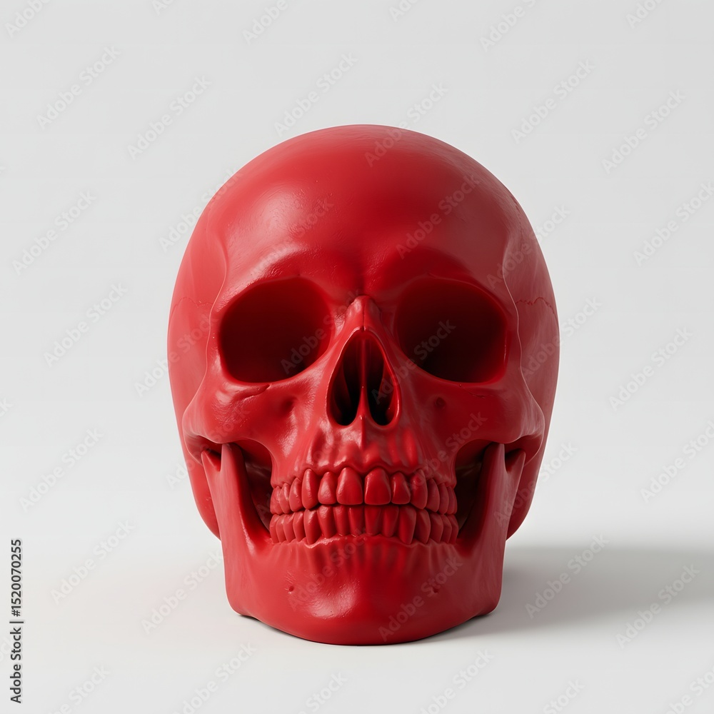 Fototapeta premium Red Skull Model on White Background