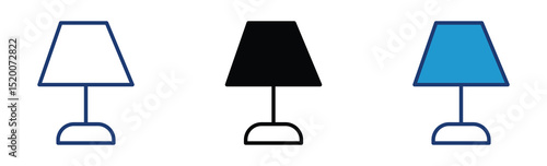 Set of desk lamp icon in line and fllat style , stock vector.