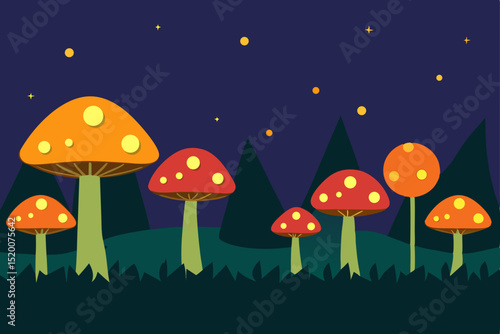 mushrooms in the grass