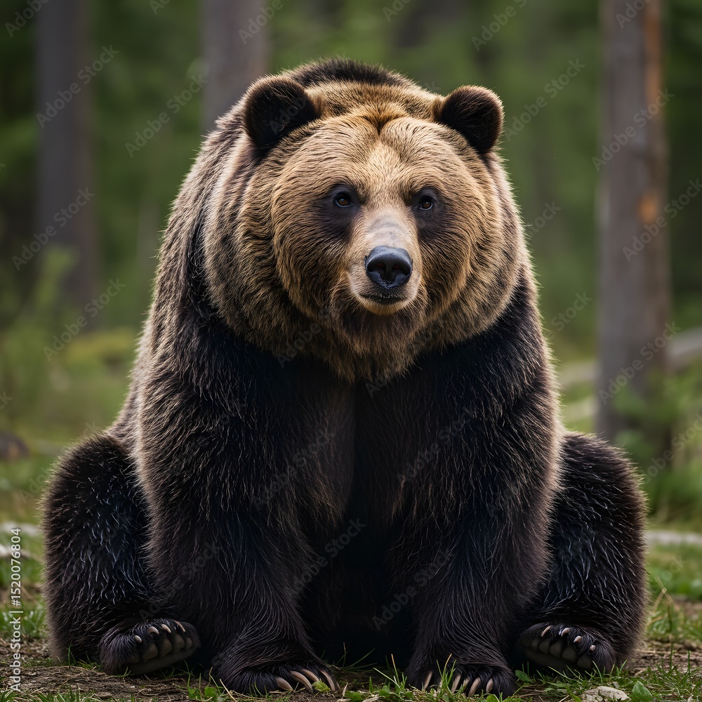 Fototapeta premium Brown Bear Sitting in Forest