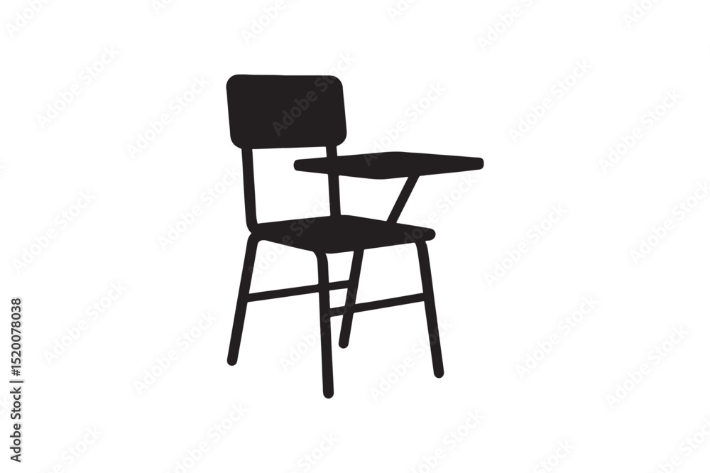 Fototapeta premium Classroom chair silhouette vector art illustration on white background